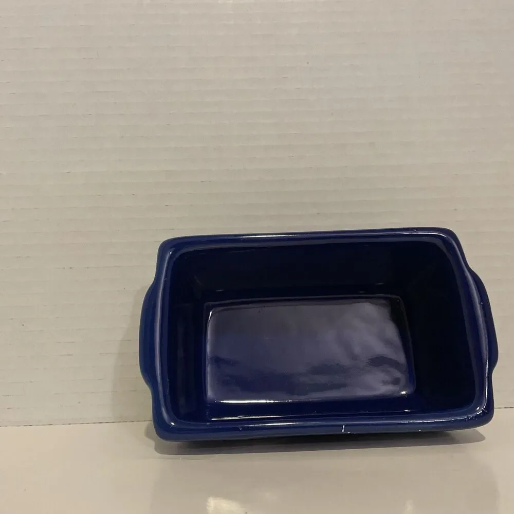 NANTUCKET Stoneware Ceramic LOAF PAN Bread Baking Mini Blue Snowflake ❄️ 6x4 🎁